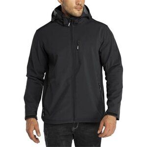Mens Lightweight Softshell Jacket Fleece Lined Hooded Water Resistant Hiking
